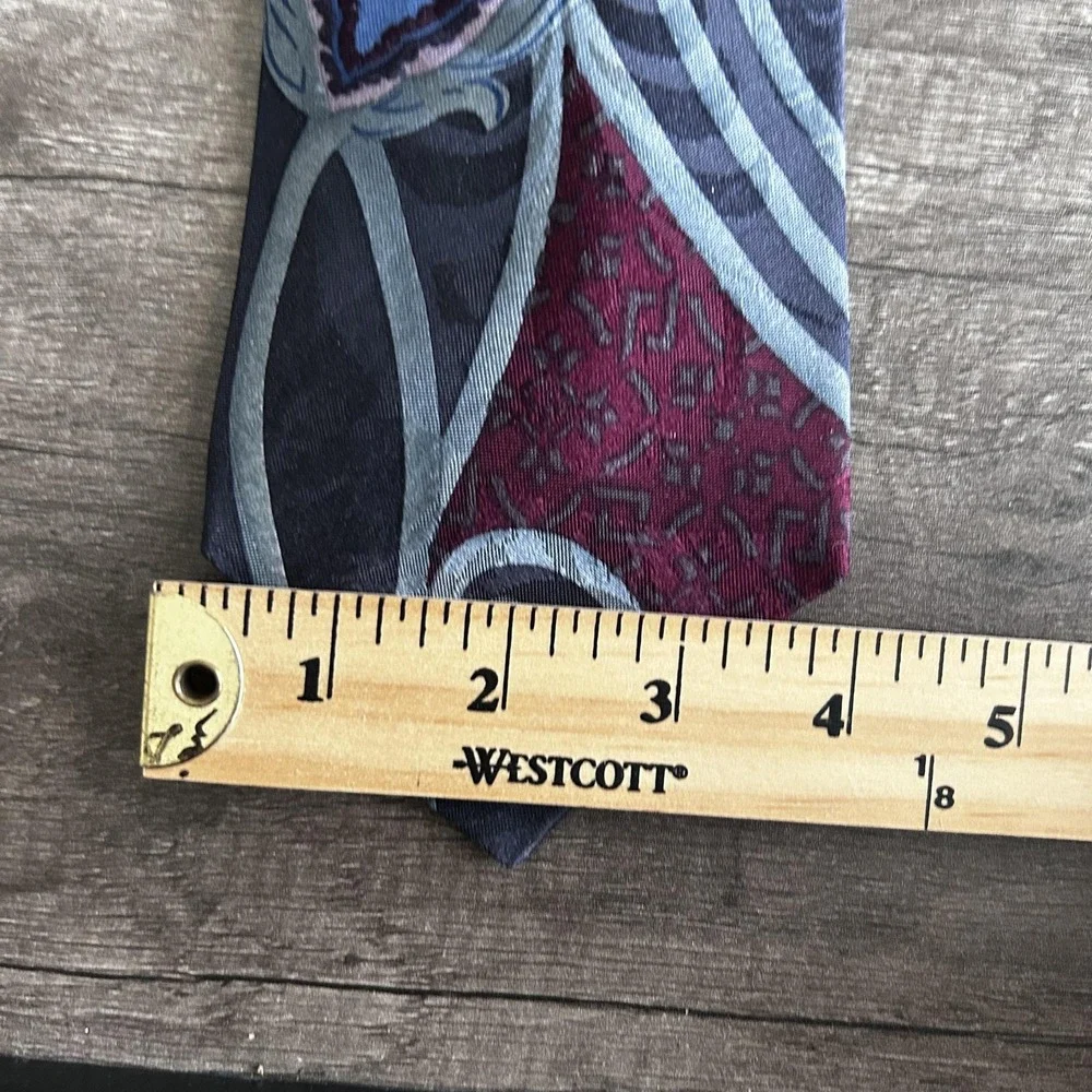 Countess Mara Tie Mens Classic Paisley Silk Navy‎ Blue Red Patterned Necktie 90s